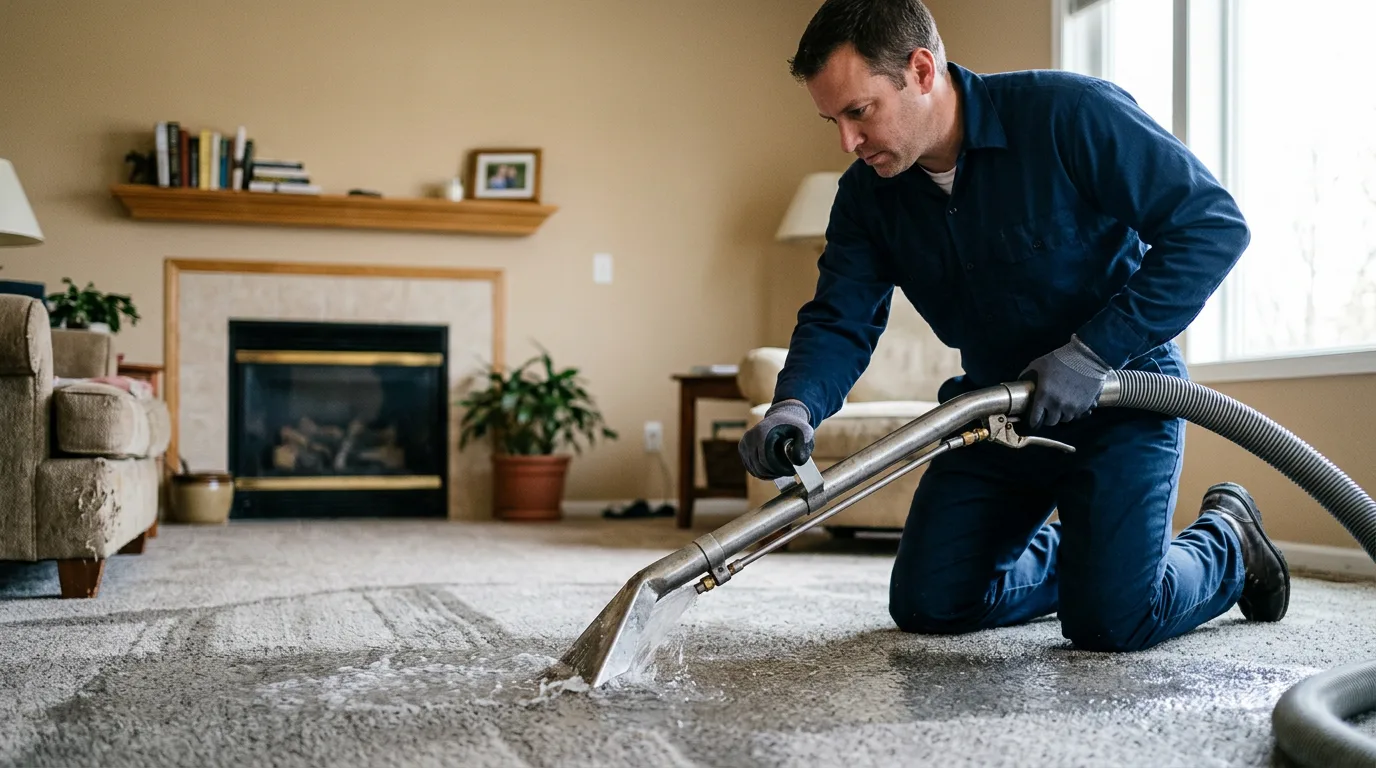 Water damage restoration technician working near Galesville, WI